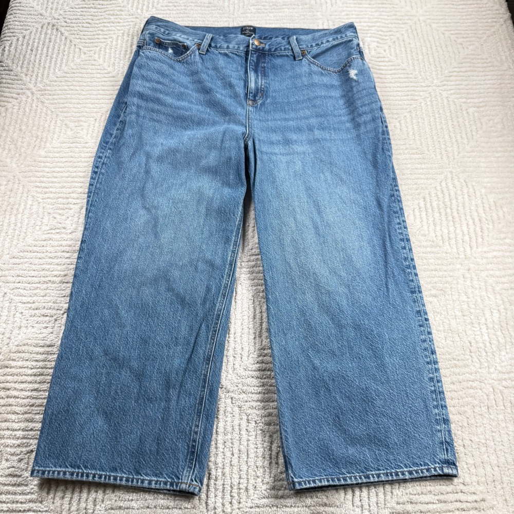J Crew 90s Vintage Baggy Jeans Womens 35 Blue Wide Leg Denim BX737 Retro Skater